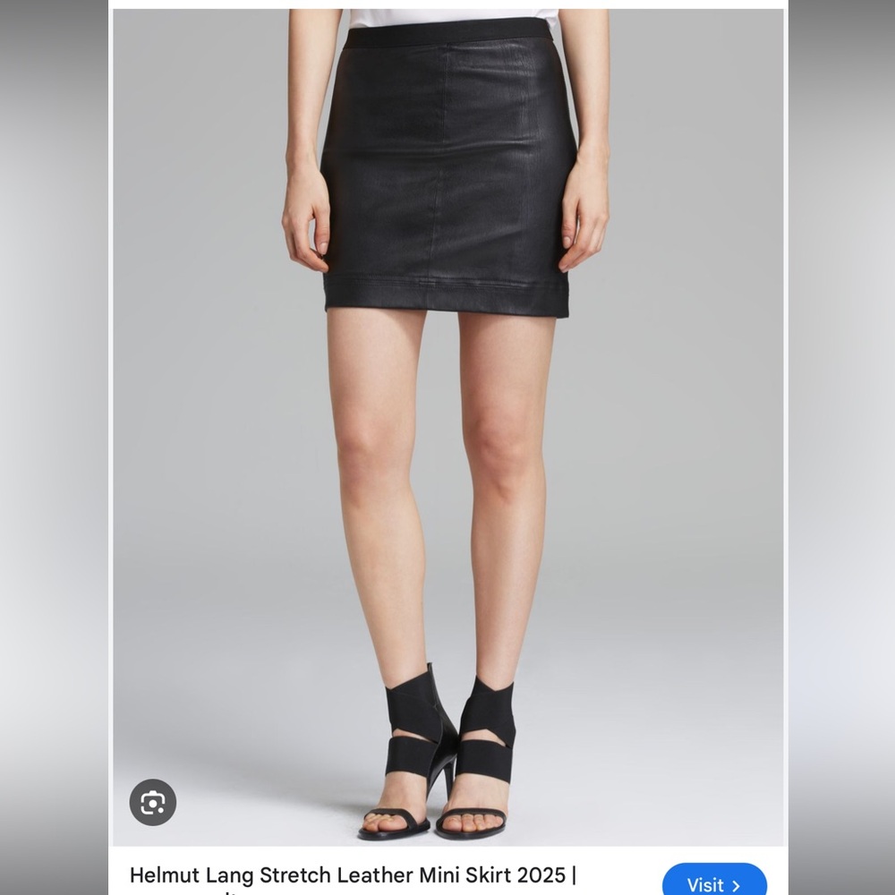 Helmut Lang black stretch leather mini skirt 0